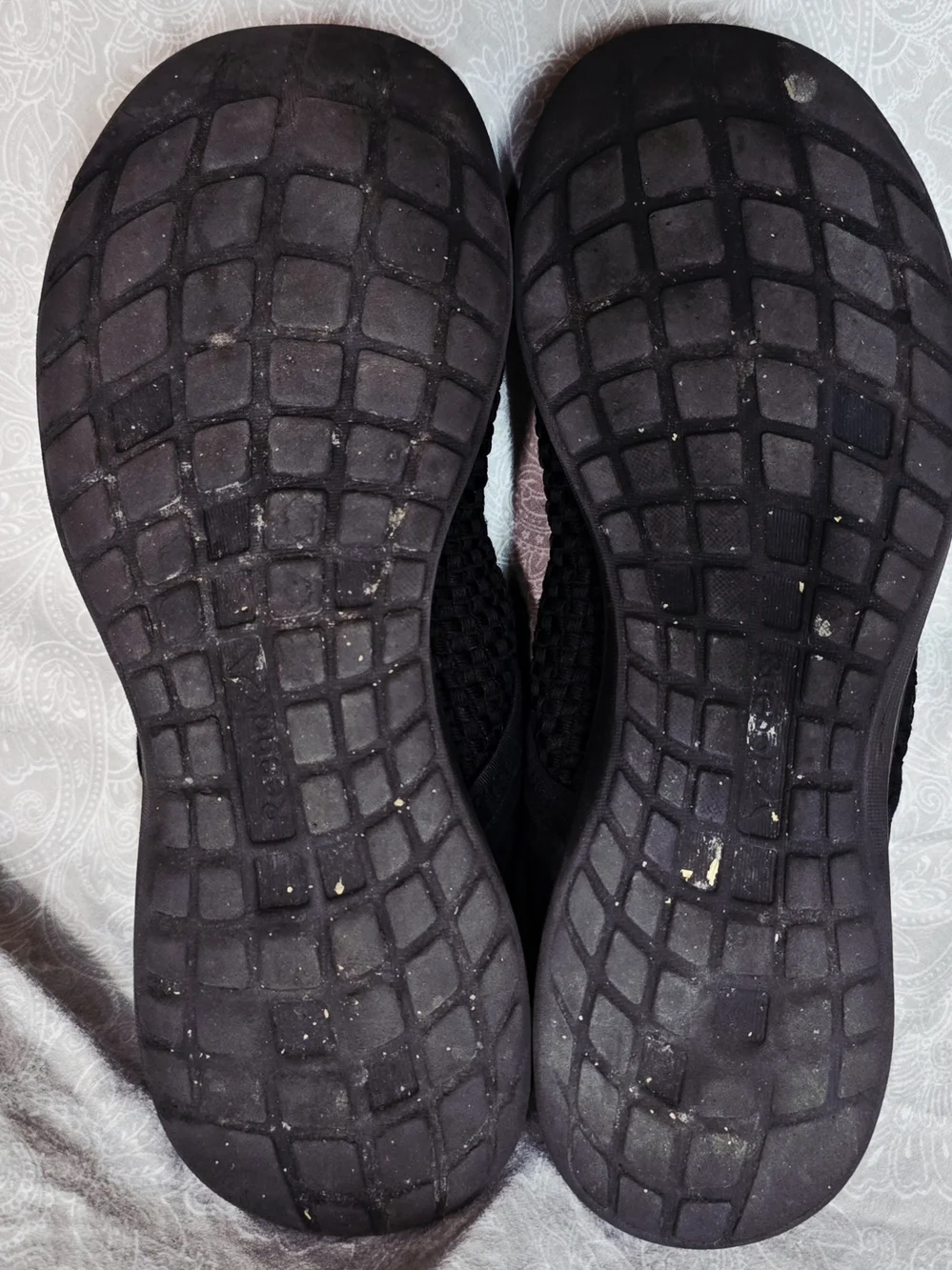 Reebok Plus Runner Woven Women's Triple Black Knit Running Shoes Size 10